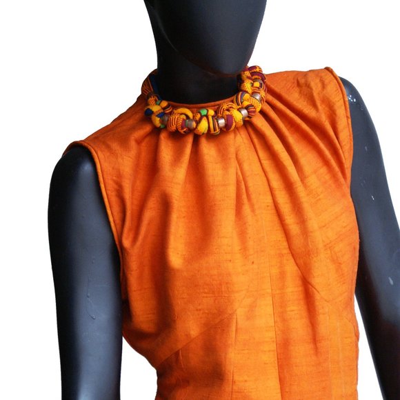 Burnt Orange  Two-piece Dress & Capelet Brandon Maxwell -inspired combo. Size M - Picture 4 of 10